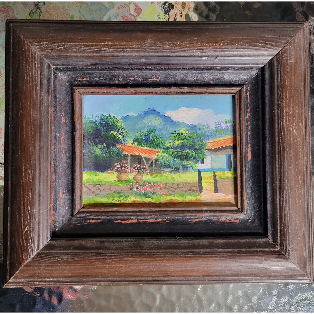 Roxana Fernandez Original Landscape Painting Serene Countryside Scene Framed Art